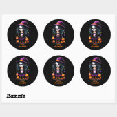 Schattigee Schattige Kawaii Halloween Witch Ronde Sticker (Vel)