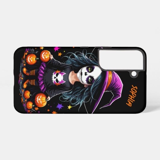 Schattigee Schattige Kawaii Halloween Witch Samsung Galaxy Hoesje (Achterkant horizontaal)