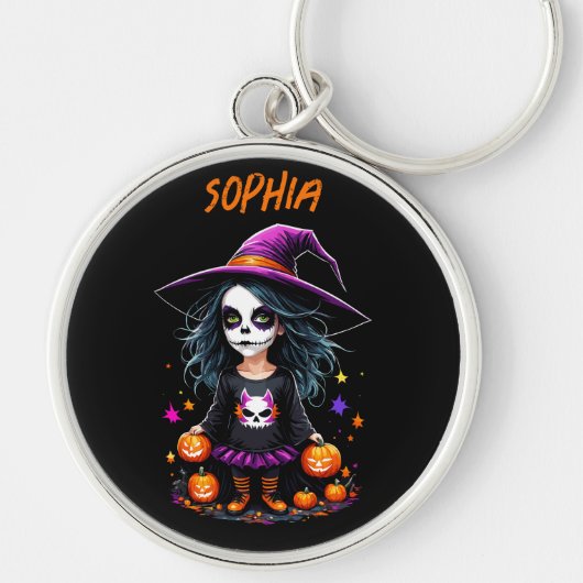 Schattigee Schattige Kawaii Halloween Witch Sleutelhanger (Voorkant)