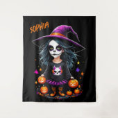 Schattigee Schattige Kawaii Halloween Witch Wandkleed (Voorkant)