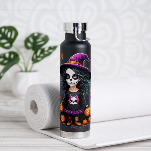 Schattigee Schattige Kawaii Halloween Witch Waterfles (Yoga)