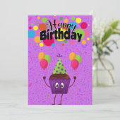Schattigee Schattige Kawaii Verjaardag Cupcake Gro Kaart (Staand voorkant)