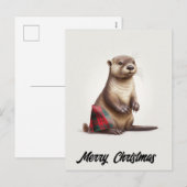 Schattigee Schattige kerst otter in Plaid Feestdagenkaart (Voorkant / Achterkant)