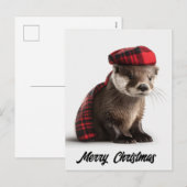Schattigee Schattige kerst otter in Plaid Feestdagenkaart (Voorkant / Achterkant)