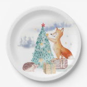 Schattigee schattige kerstvos papieren bordje (Voorkant)