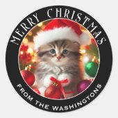 Schattigee & Schattige Kitten Gepersonaliseerde Ke Ronde Sticker (Voorkant)