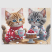Schattigee schattige kittens Hot Cocoa Cake Hearts Tissuepapier (Voorkant)