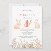 Schattigee Schattige konijnenmeisjes 1e verjaardag Kaart (Voorkant)