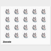 Schattigee Schattige moderne Cartoon Husky Dog Vierkante Sticker (Vel)
