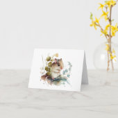Schattigee Schattige Muis met Bloemen BLANK Kaart (Gele Bloem)