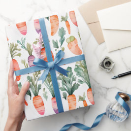 Schattigee Schattige Oranje Wortel Tuin Waterverf Cadeaupapier