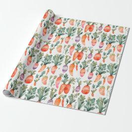 Schattigee Schattige Oranje Wortel Tuin Waterverf Cadeaupapier