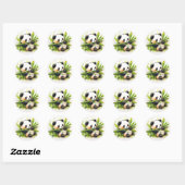 Schattigee Schattige Panda Eating Bamboe Shoots Ronde Sticker (Vel)