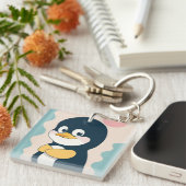 Schattigee Schattige Penquin Sleutelhanger (Voorkant Rechts)