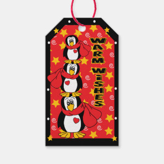 Schattigee Schattige Pinguïn Stack Cadeaulabel