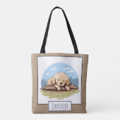 Schattigee Schattige slaappoedel puppy Cartoon naa Tote Bag (Achterkant)