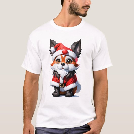 Schattigee schattige vos sinterklaas | AI Art T-shirt (Voorkant)