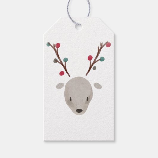 Schattigee Schattige Waterverf Hertenrendieren Cadeaulabel (Voorkant)