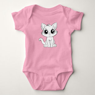 Schattigee Schattige Witte Kat Cartoon-30853 Romper