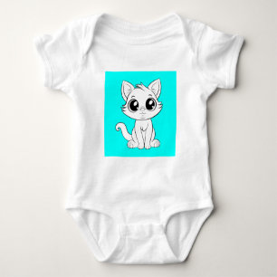 Schattigee Schattige Witte Kat Cartoon-30853 Romper