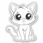 Schattigee Schattige witte kat Sticker (Voorkant)