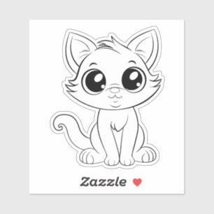 Schattigee Schattige witte kat Sticker