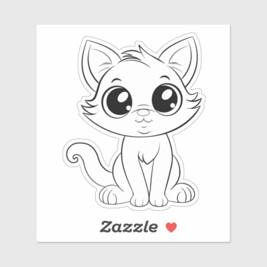 Schattigee Schattige witte kat Sticker (Vel)
