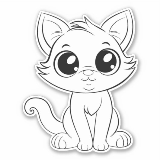 Schattigee Schattige witte kat Sticker (Voorkant)