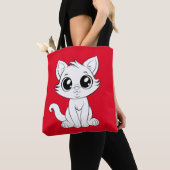 Schattigee Schattige witte kat Tote Bag (Dichtbij)