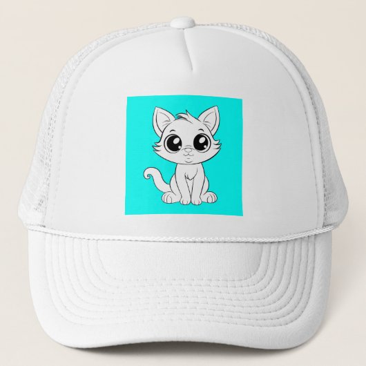 Schattigee Schattige witte kat Trucker Pet (Voorkant)