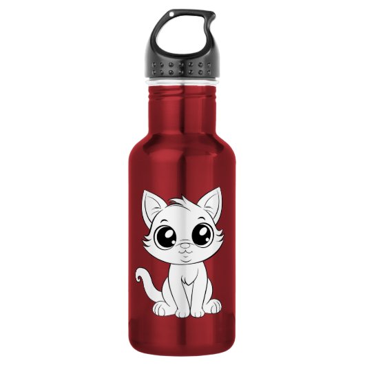 Schattigee Schattige witte kat Waterfles (Voorkant)