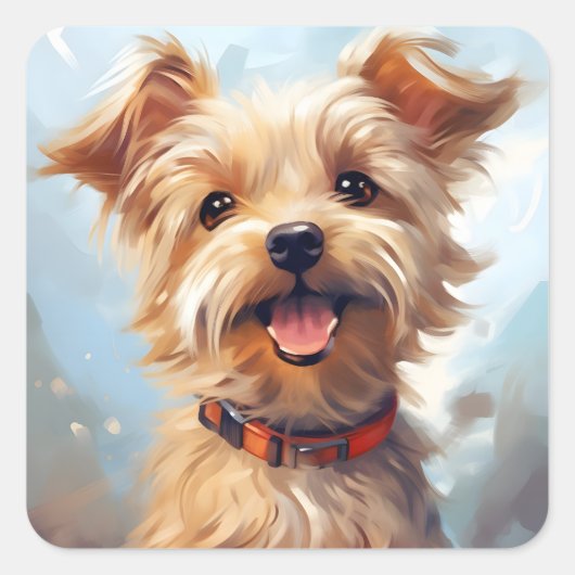 Schattigee Schattige Yorkie Yorkshire Terrier Dog Vierkante Sticker (Voorkant)