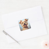 Schattigee Schattige Yorkie Yorkshire Terrier Dog Vierkante Sticker (Envelop)