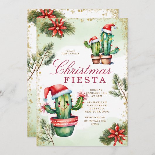 Schattigee Schattigee Mexicaanse Cactus Winter Chr Kaart (Voorkant / Achterkant)