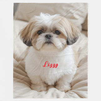 Schattigee Schattigee Shih Tzu gepersonaliseerd Fleece Deken