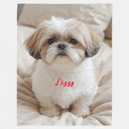 Schattigee Schattigee Shih Tzu gepersonaliseerd Fleece Deken (Voorkant)