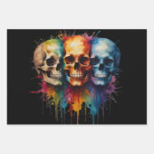 Schattigee schedel aquarel met verfspatten inpakpapier vel (Voorkant 2)