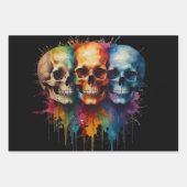 Schattigee schedel aquarel met verfspatten inpakpapier vel (Voorkant)