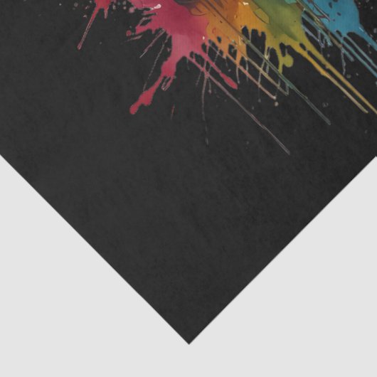 Schattigee schedel aquarel met verfspatten tissuepapier (Detail)