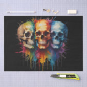 Schattigee schedel aquarel met verfspatten tissuepapier (Craft)