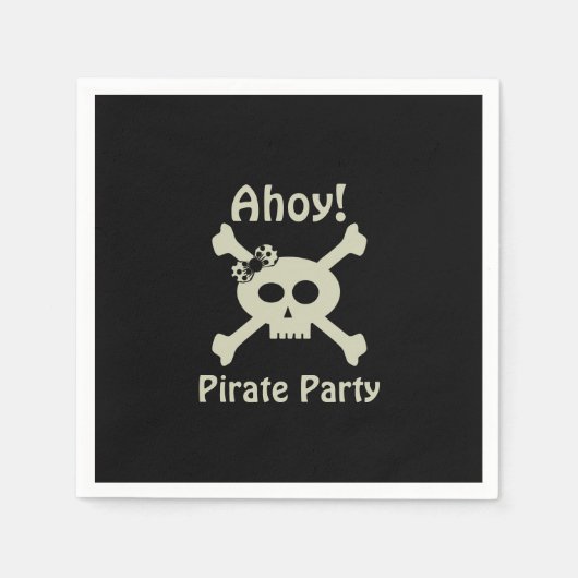 Schattigee schedel & Crossbones Zwart Pirate Party Servet (Voorkant)