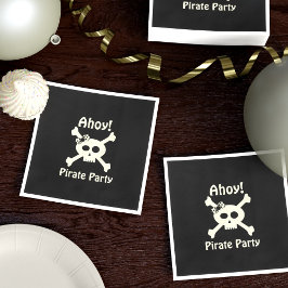Schattigee schedel & Crossbones Zwart Pirate Party Servet