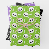 Schattigee schedel en Botten Halloween-patronen Inpakpapier Vel (In situ)