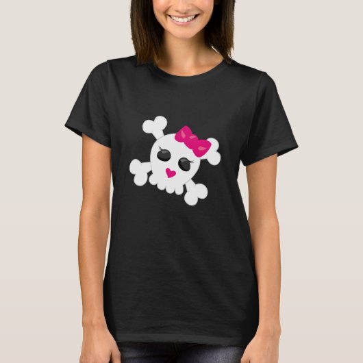 Schattigee schedel en kruis Botten T-shirt (Voorkant)