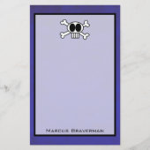 Schattigee schedel en kruisbeenderen op Paarse ach Briefpapier (Voorkant)