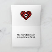 Schattigee schedel in rood geruit hart feestdagen kaart (Binnen)