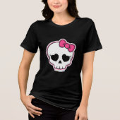Schattigee schedel met roze boog - Spooky Kawaii W Tri-Blend Shirt (Voorkant)