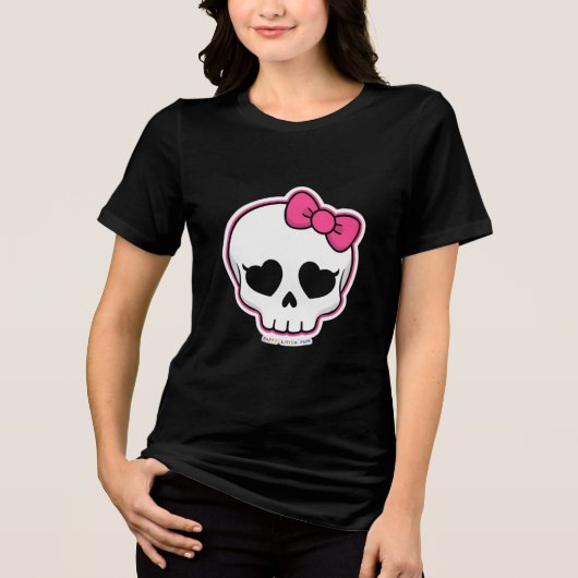 Schattigee schedel met roze boog - Spooky Kawaii W Tri-Blend Shirt (Voorkant)
