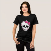 Schattigee schedel met roze boog - Spooky Kawaii W Tri-Blend Shirt (Voorkant volledig)