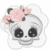Schattigee schedel met Rozen Sticker (Voorkant)